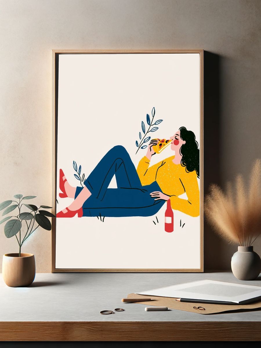 Pizza Break Illustration Poster. — room view 2
