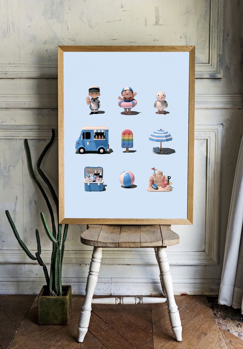 Beach Day Toy Set Poster. room preview