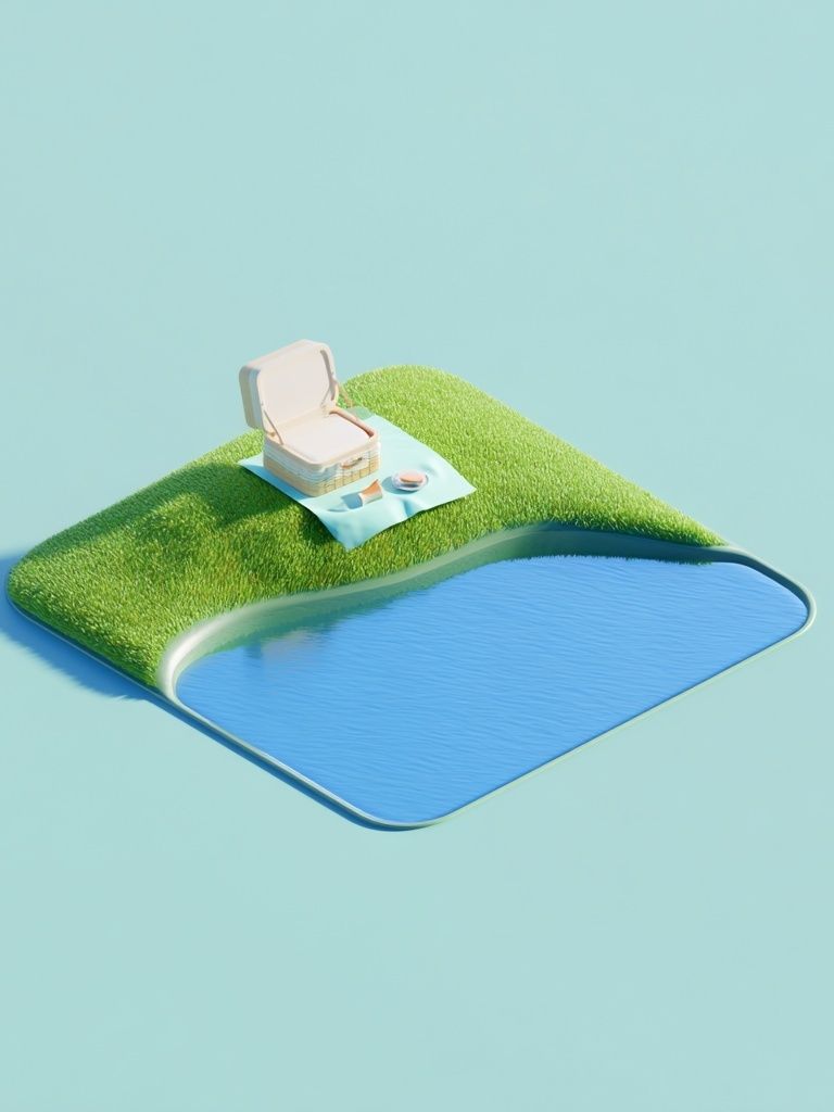 Picnic Island Minimalist Print. poster — illustration art