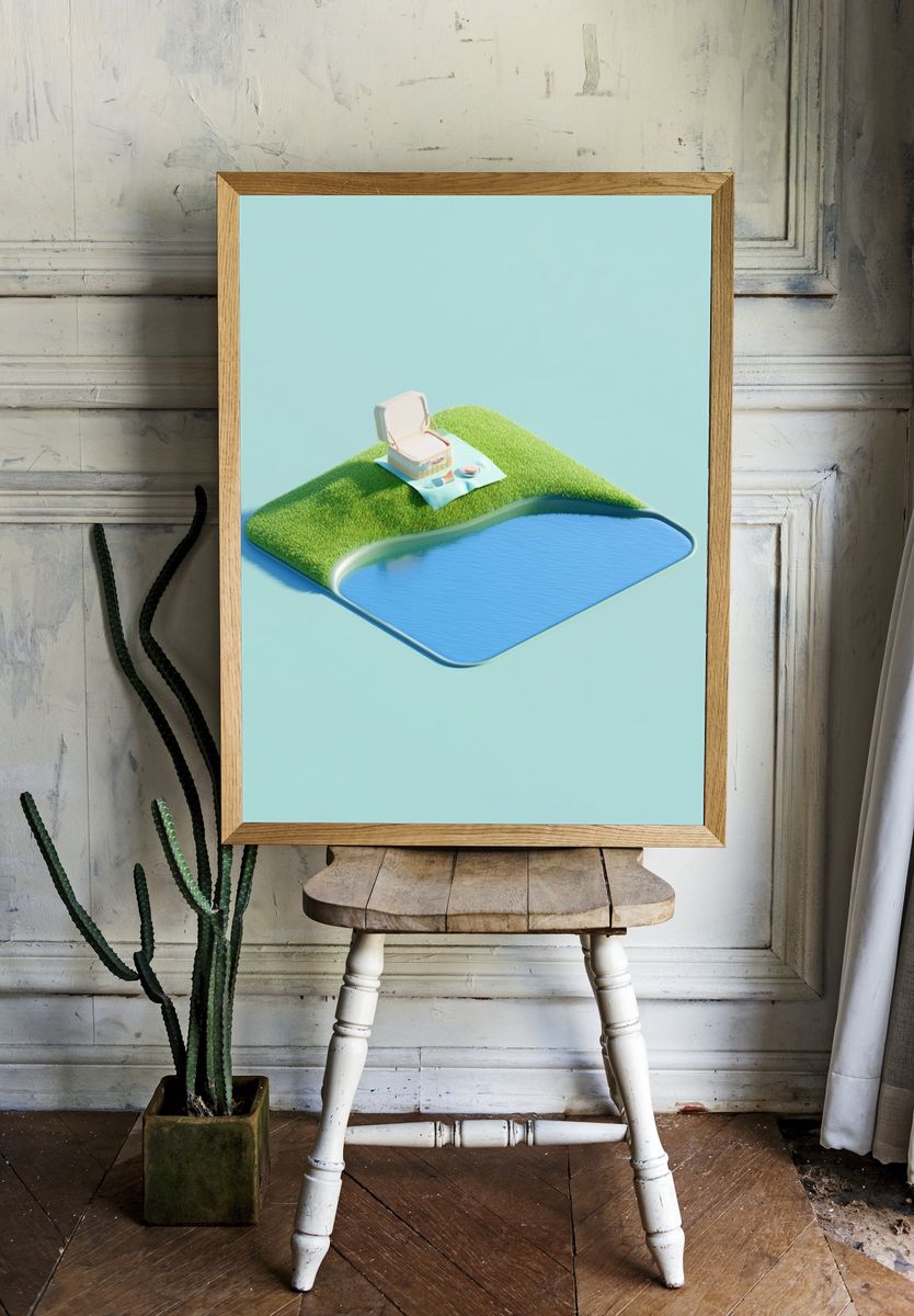 Picnic Island Minimalist Print. — room view 1