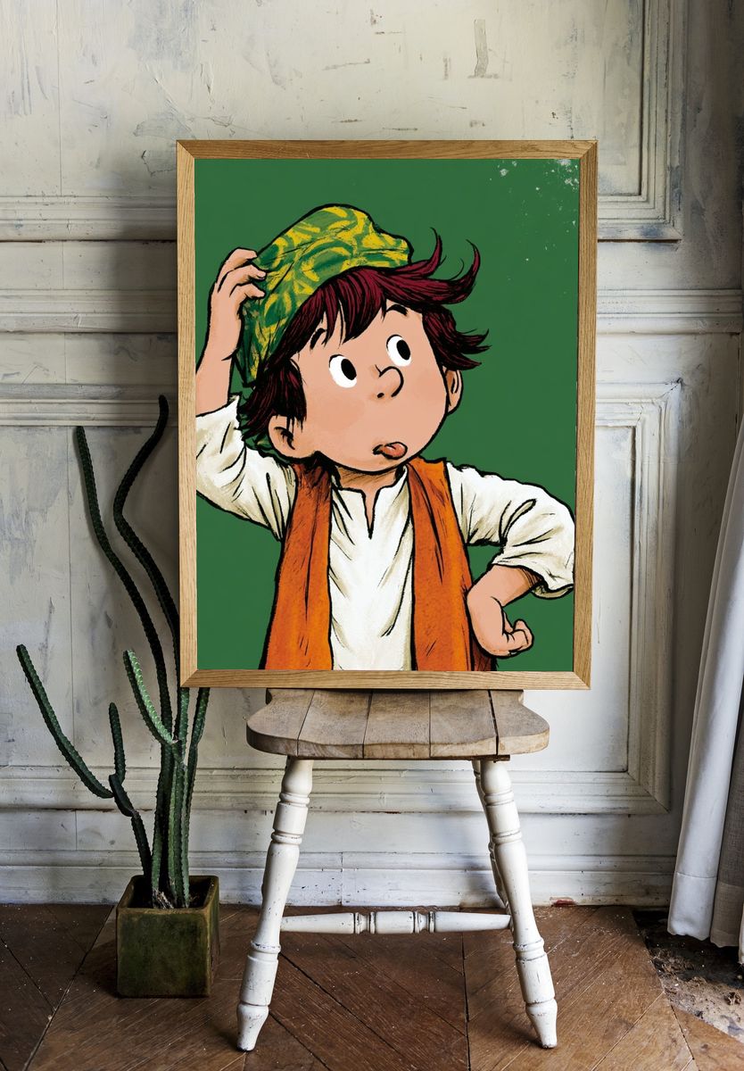 Playful Boy Illustration Poster. — room view 1