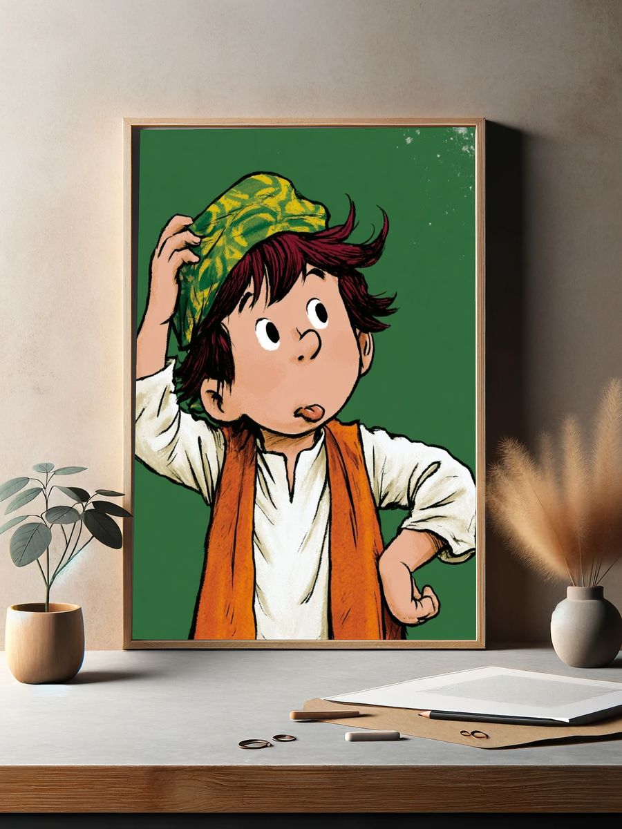 Playful Boy Illustration Poster. — room view 2
