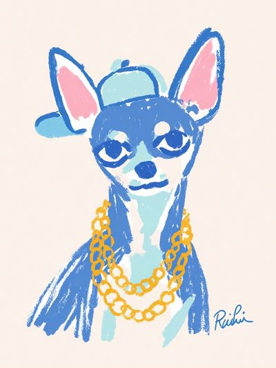 Chic Chihuahua Illustration Poster. poster print
