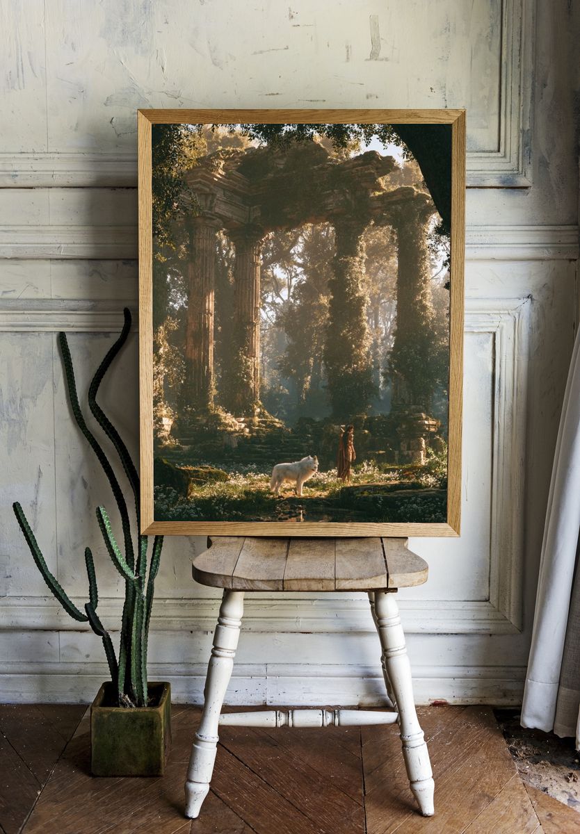 Enchanted Ruins Forest Poster. — room view 1