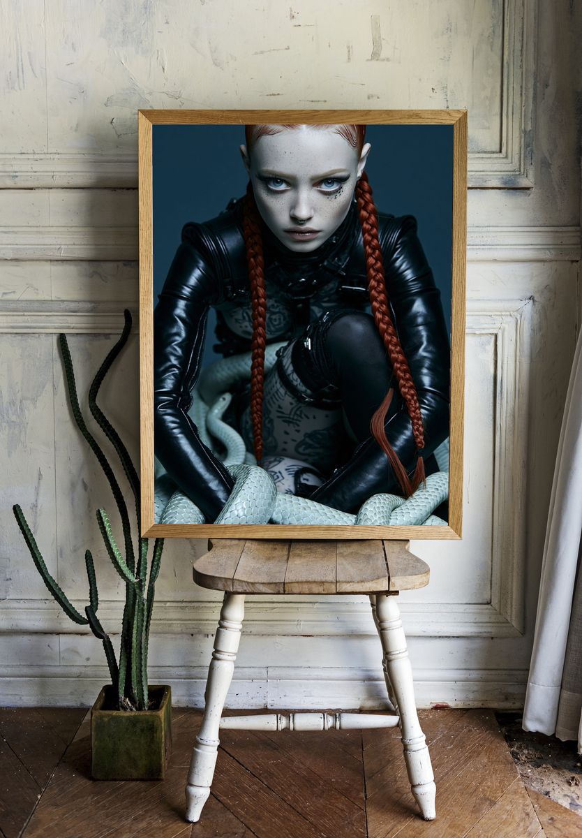 Gothic Snake Portrait Print. — room view 1