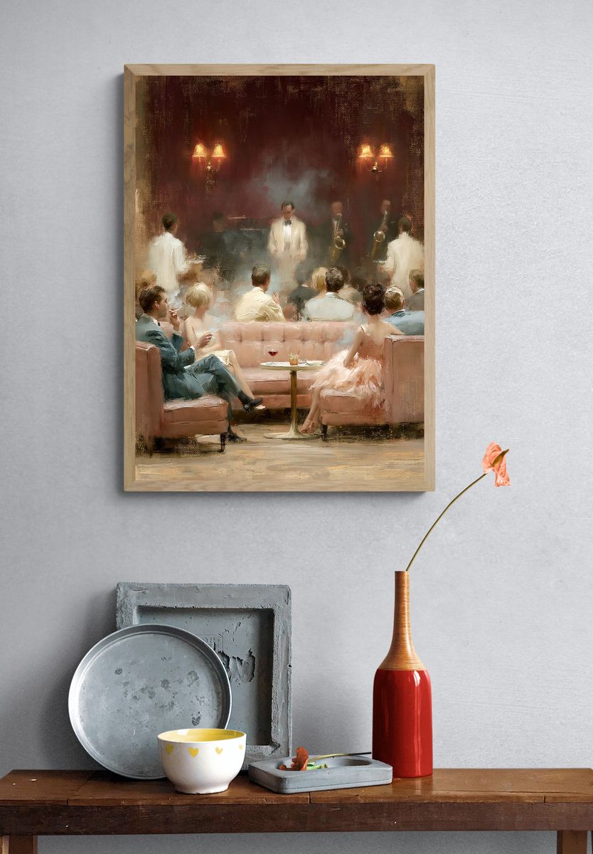 Jazz Lounge Evening Illustration Poster. — room view 3