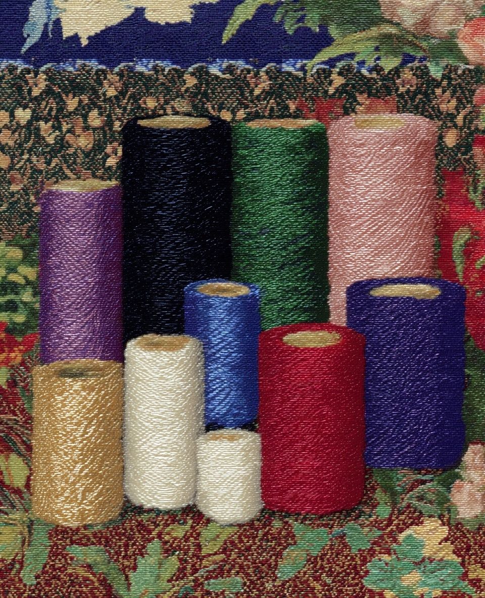 Colorful Thread Spools Illustration Poster. poster detail