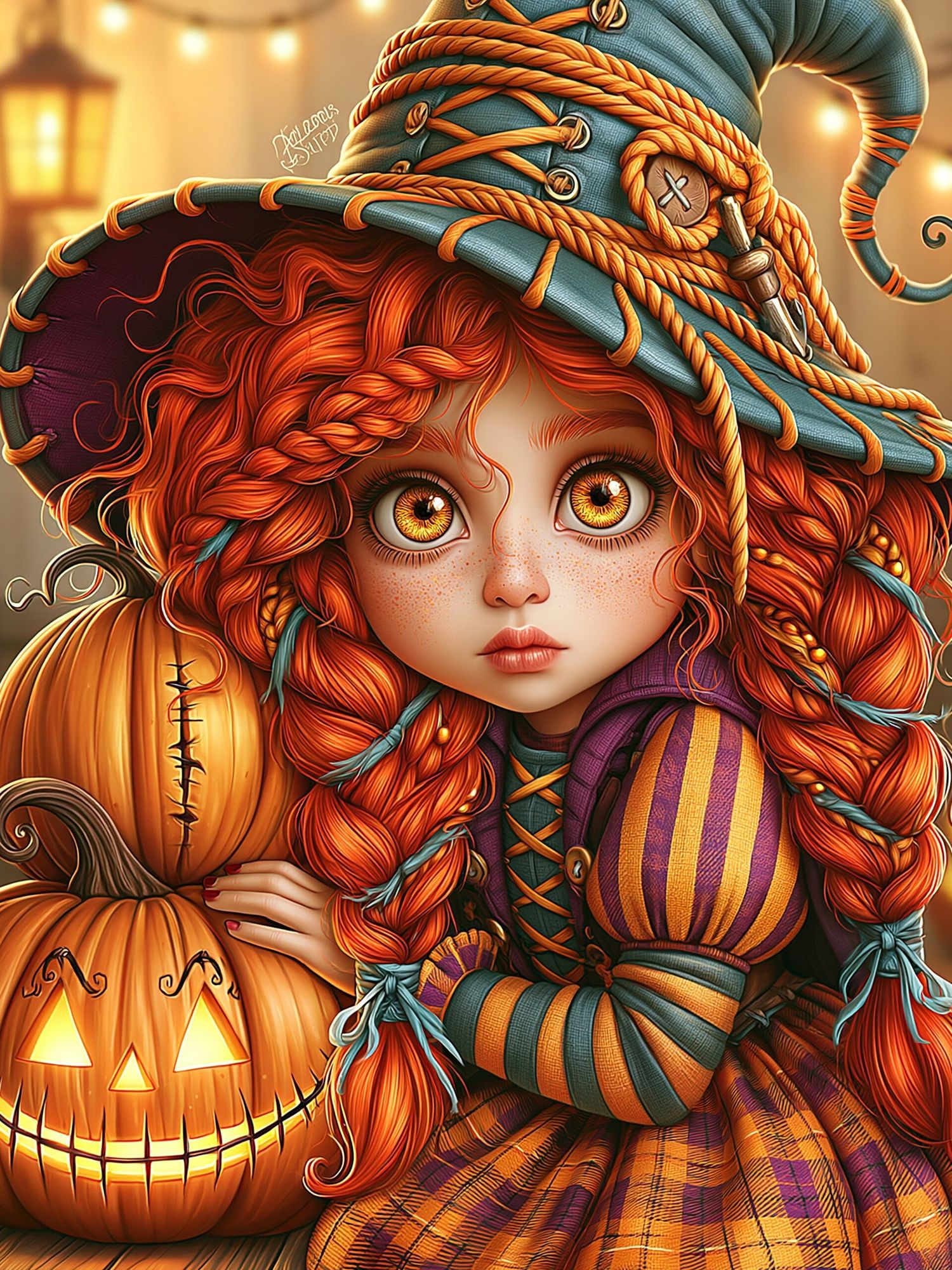 Halloween Witch Girl Illustration Poster. poster — illustration art