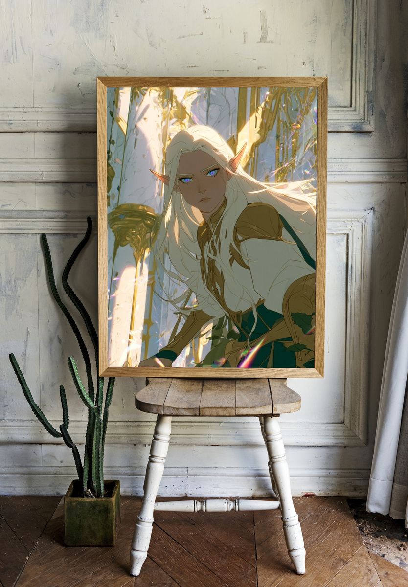Elven Guardian Digital Art Poster. room preview
