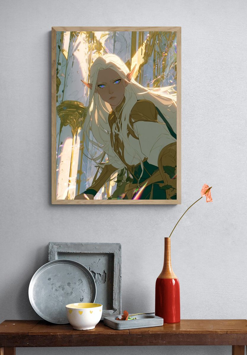 Elven Guardian Digital Art Poster. — room view 3