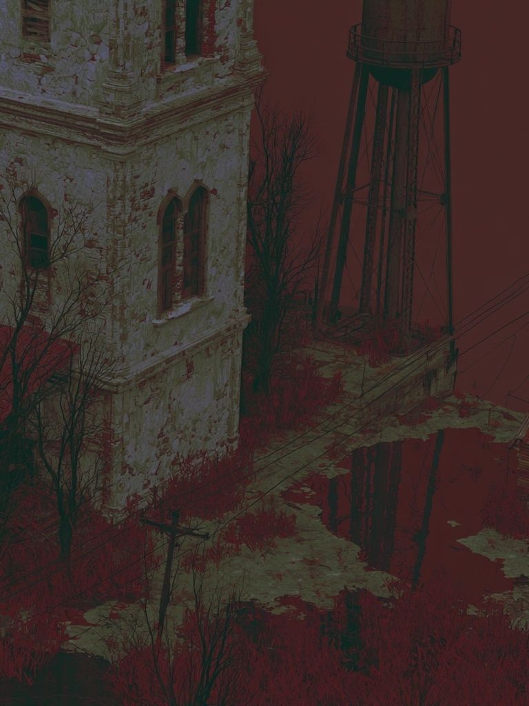 Abandoned Water Tower Landscape Print. poster detail
