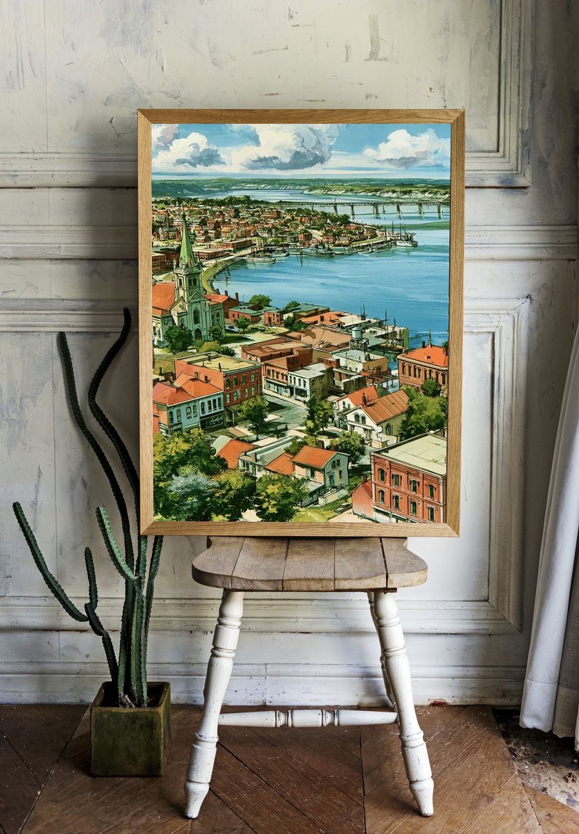 Charleston Harbor Cityscape Illustration Poster. room preview