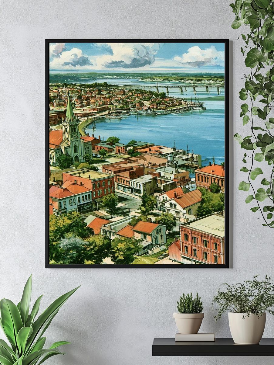 Charleston Harbor Cityscape Illustration Poster. — room view 4