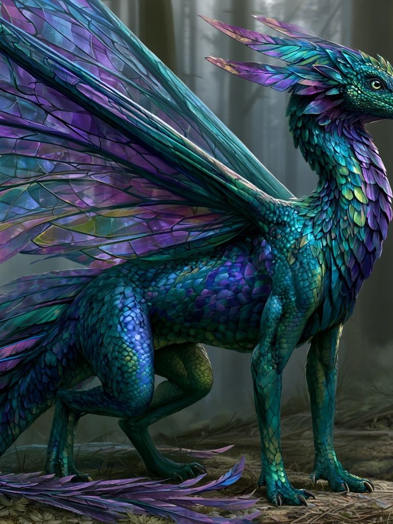 Iridescent Dragon Fantasy Print. poster detail