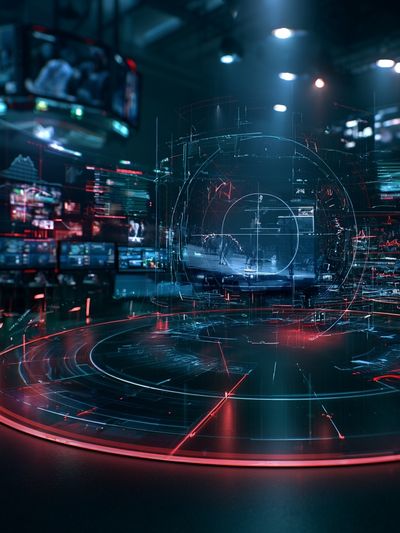 Cyberpunk Hologram Control Room Poster. poster