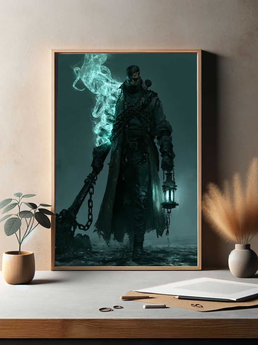 Dark Lantern Warden Fantasy Print. — room view 2