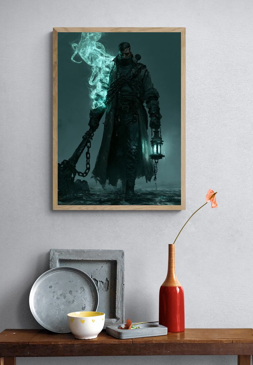 Dark Lantern Warden Fantasy Print. — room view 3