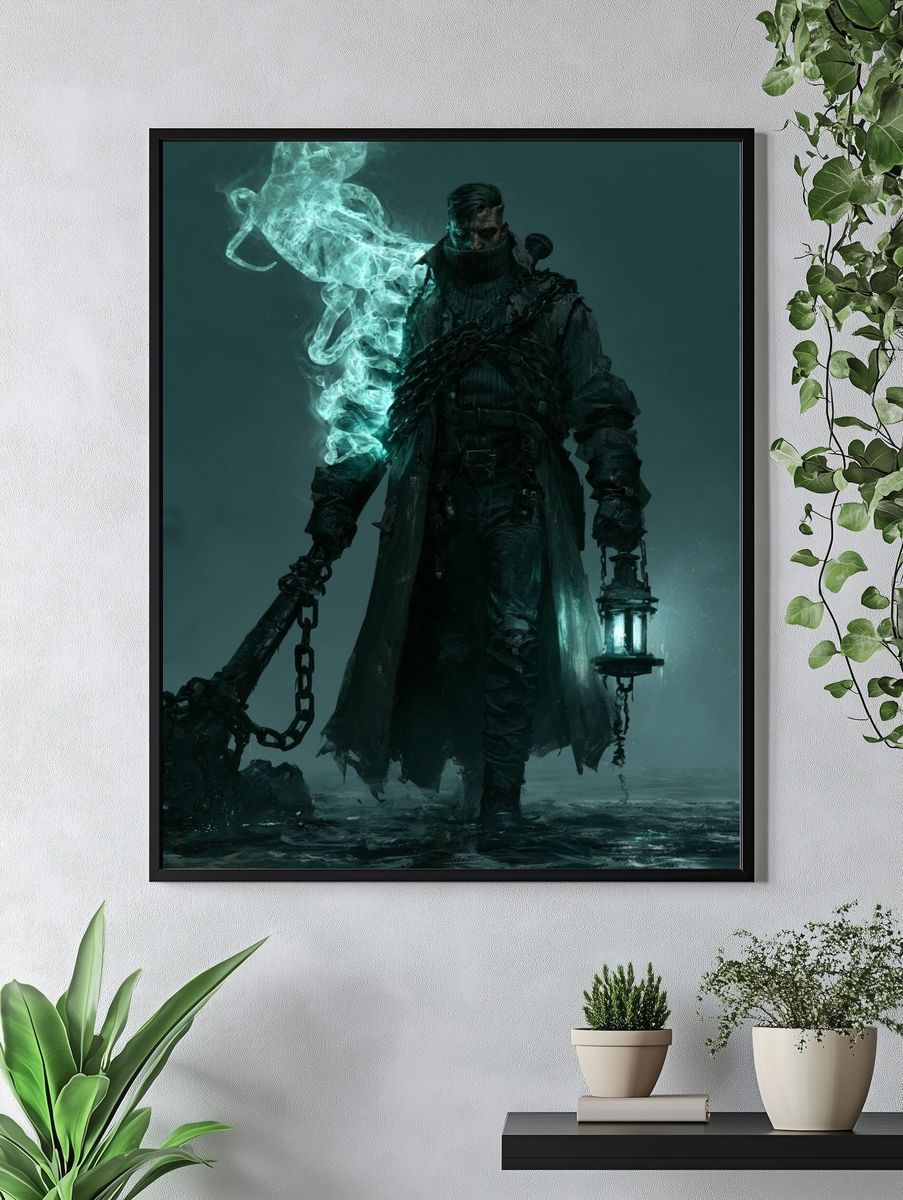 Dark Lantern Warden Fantasy Print. — room view 4