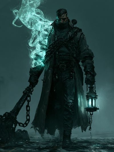 Dark Lantern Warden Fantasy Print.