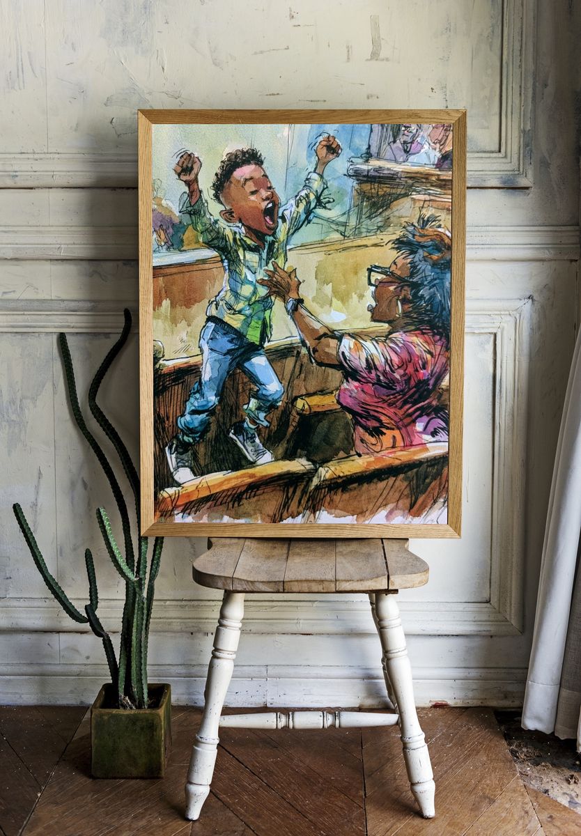 Joyful Church Celebration Watercolor Poster. room preview