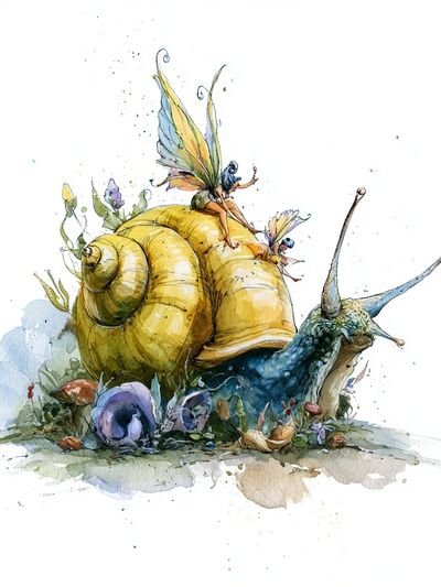 Fairy Snail Watercolor Print. poster print