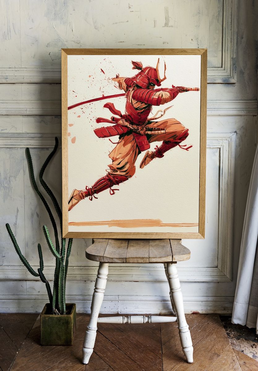 Samurai Warrior Illustration Poster. room preview