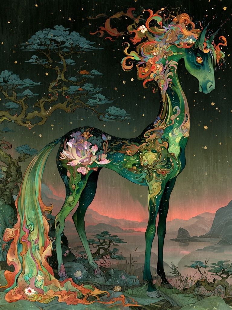 Celestial Unicorn Fantasy Print. poster — illustration art
