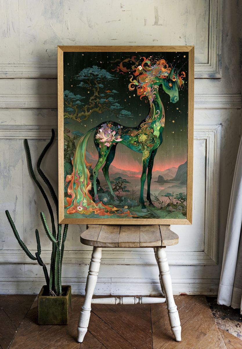 Celestial Unicorn Fantasy Print. — room view 1