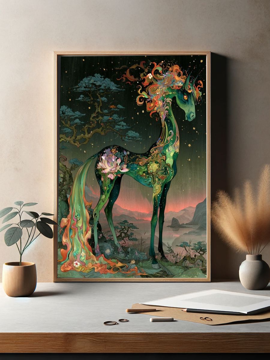 Celestial Unicorn Fantasy Print. — room view 2