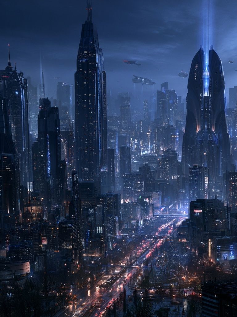 Futuristic Neon Cityscape Poster. poster detail