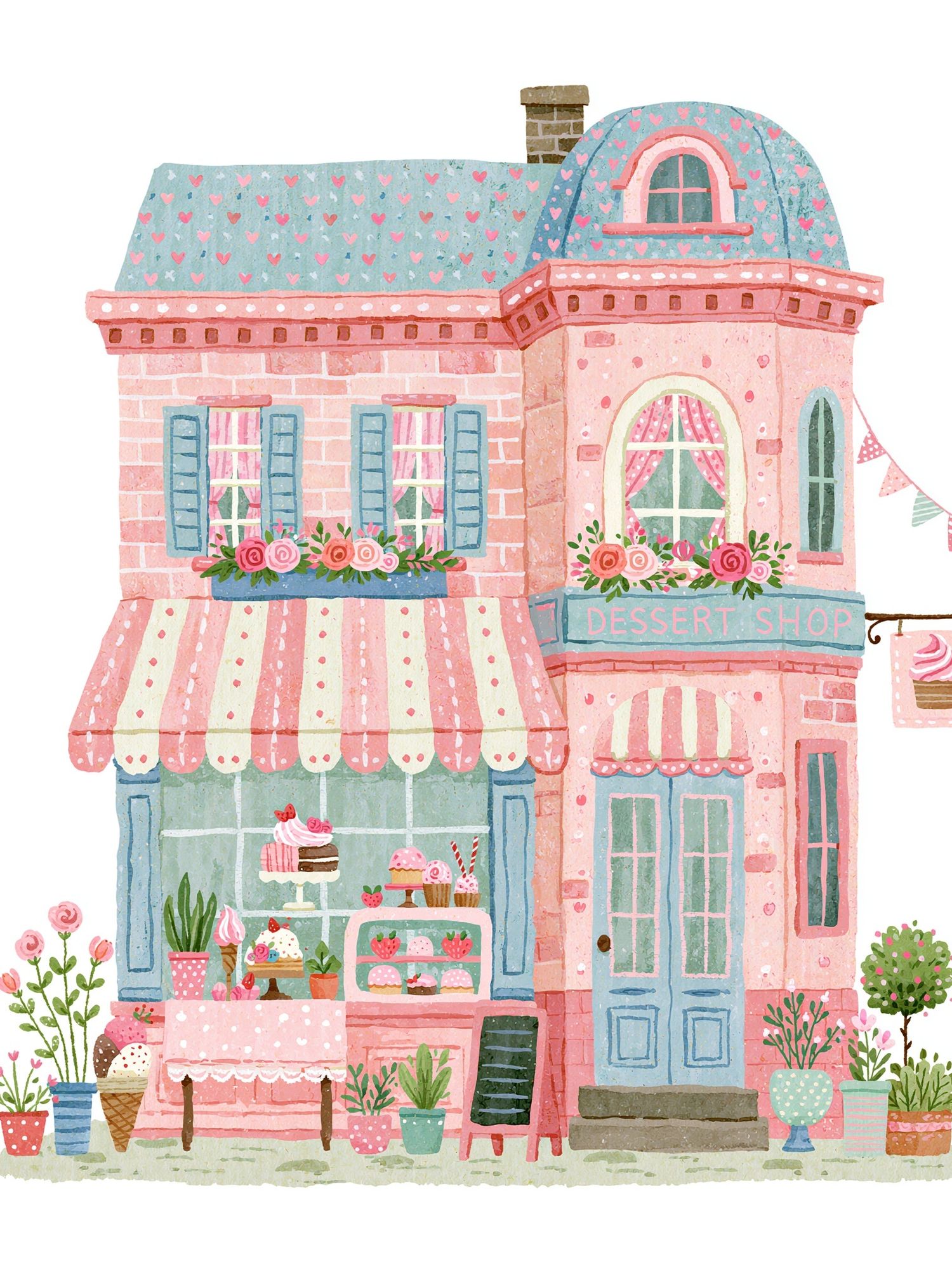 Pastel Dessert Shop Illustration Poster. poster — illustration art