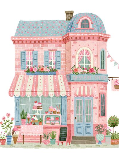 Pastel Dessert Shop Illustration Poster. poster