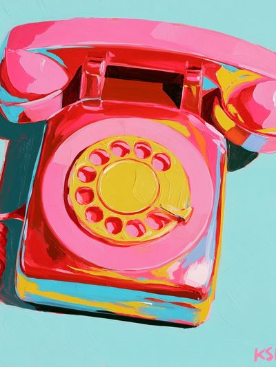 Retro Pink Telephone Pop Art Print. poster