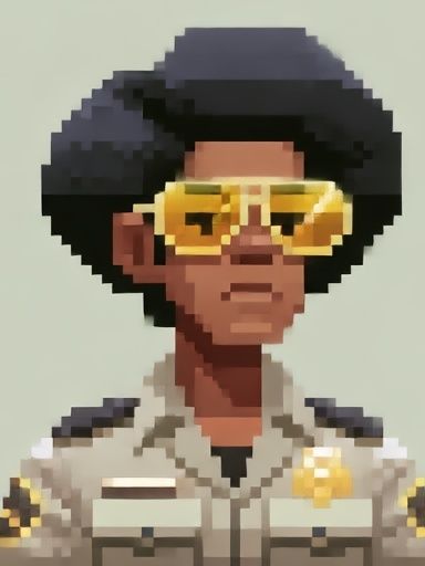 Pixel Portrait in Yellow Glasses Poster. poster detail