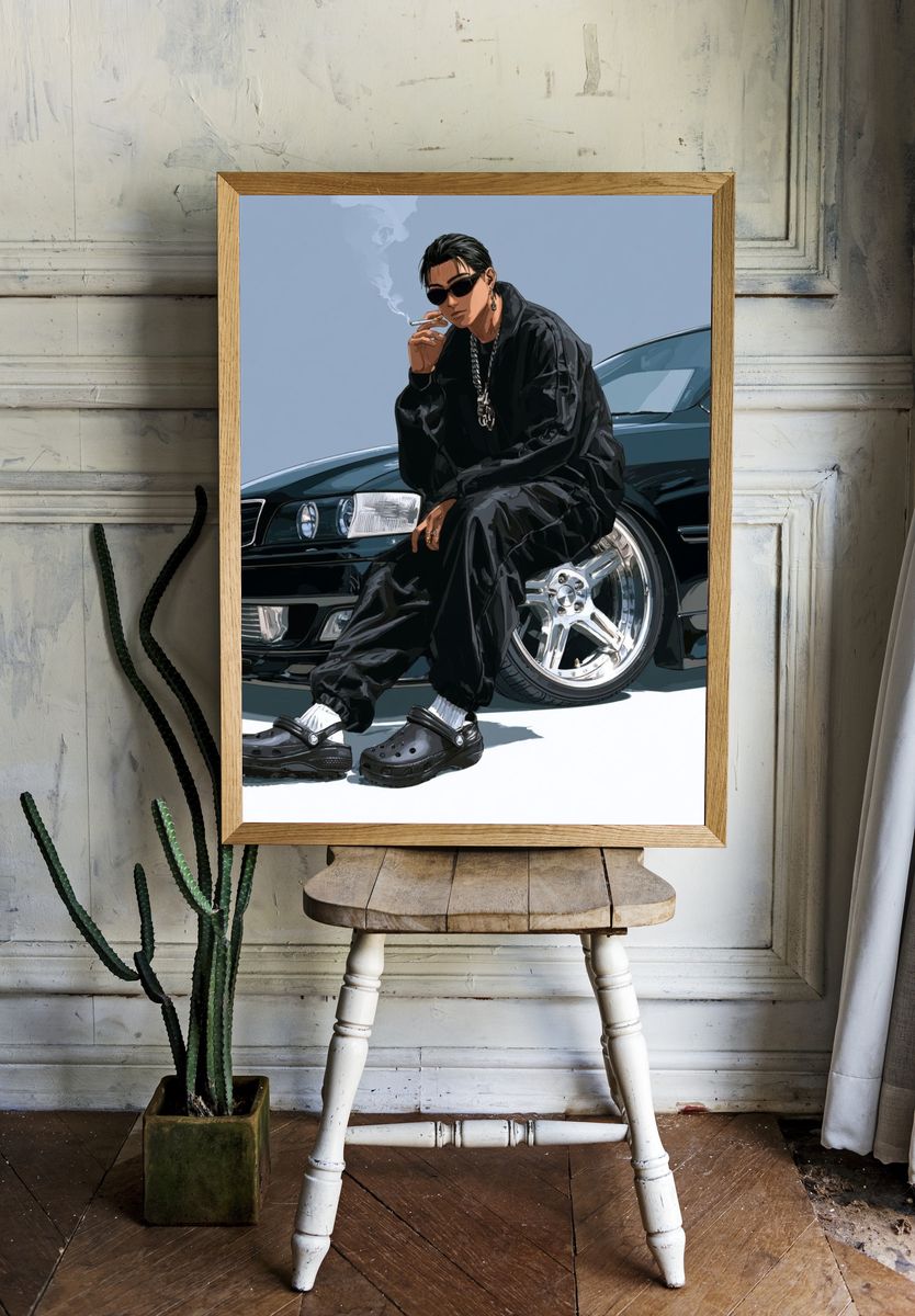 Streetwear Car Portrait Poster. — room view 1