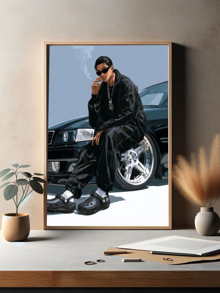 Streetwear Car Portrait Poster. — room view 2