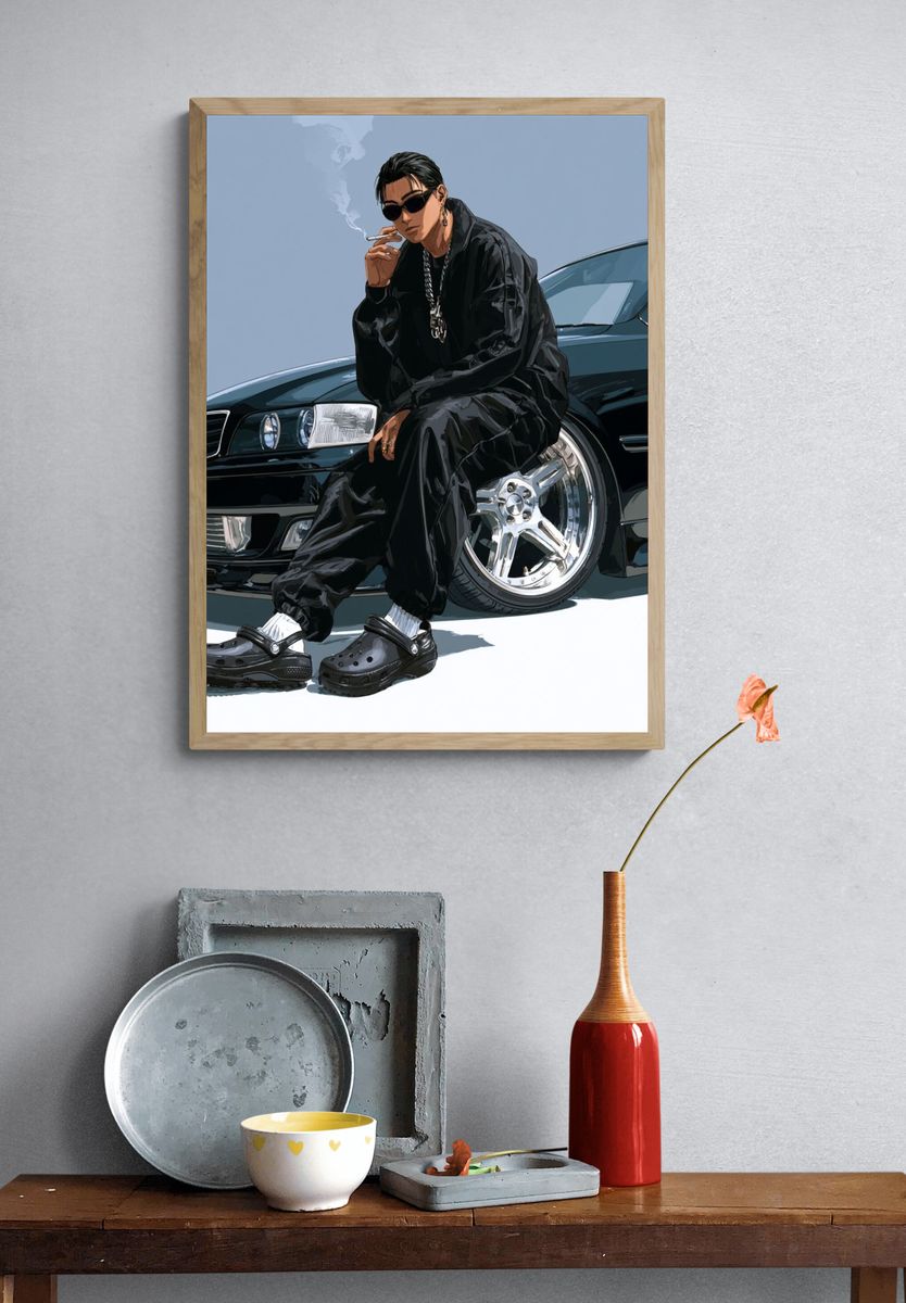 Streetwear Car Portrait Poster. — room view 3