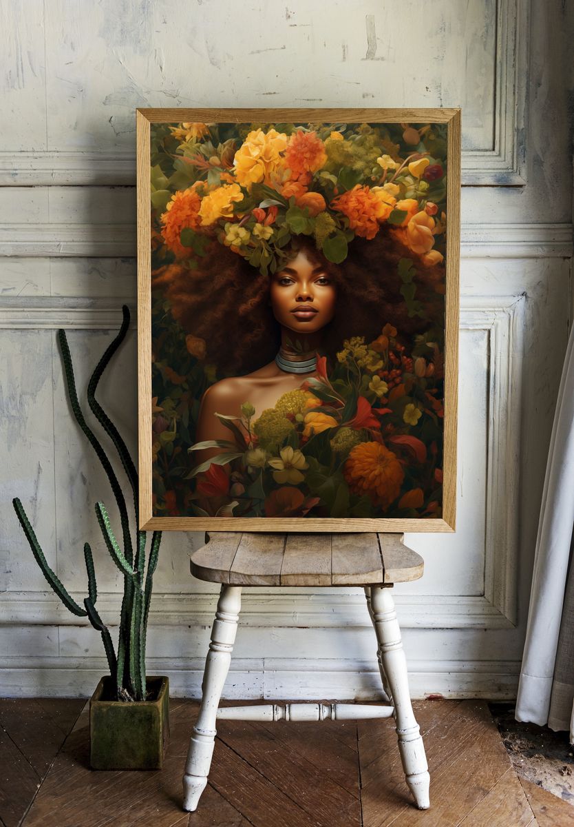 Floral Portrait Illustration Poster. — room view 1