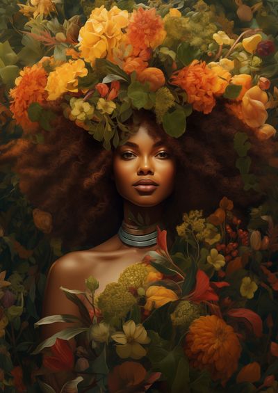 Floral Portrait Illustration Poster. poster print