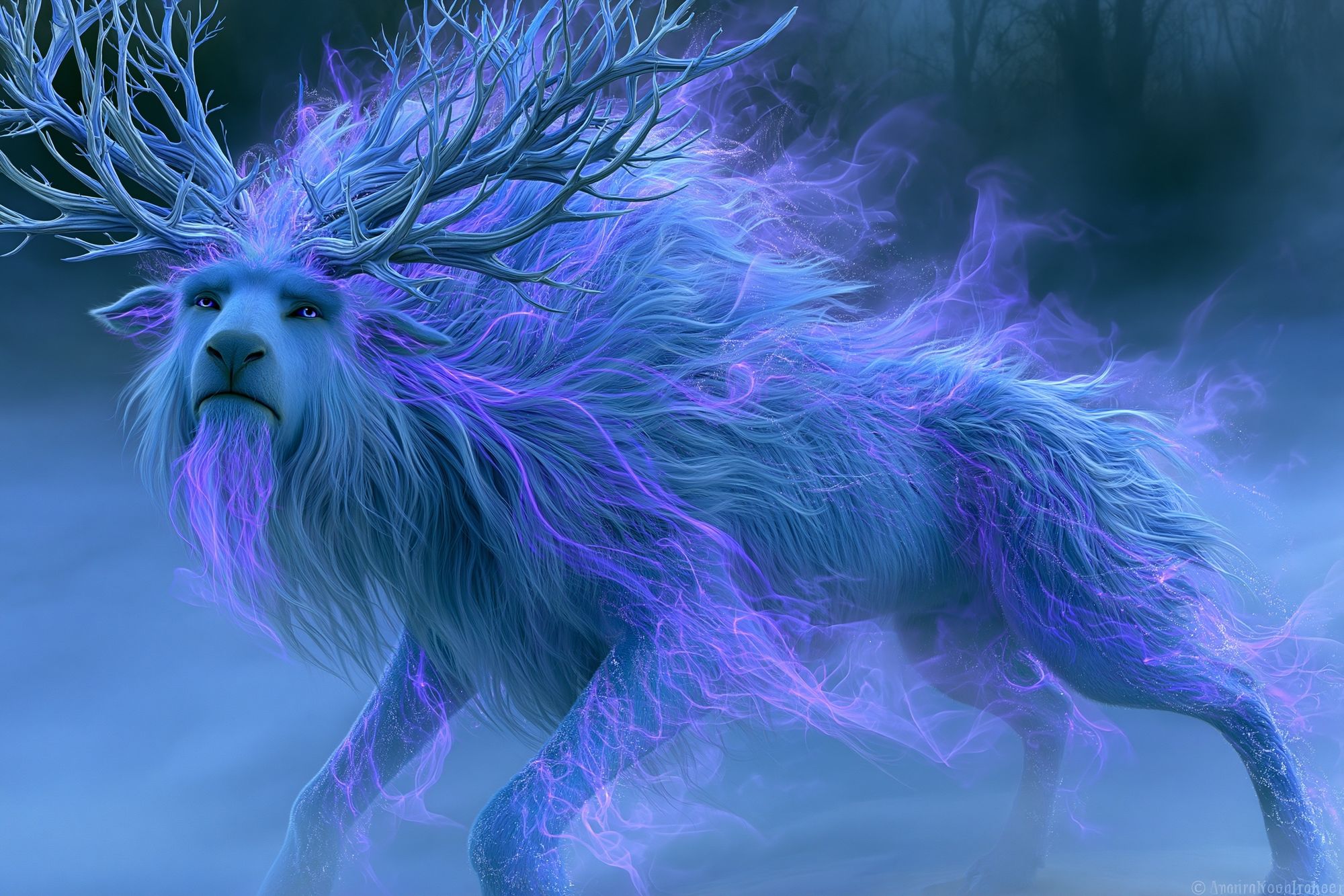 Celestial Stag Digital Art Poster. poster detail