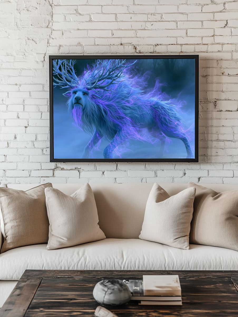 Celestial Stag Digital Art Poster. room preview
