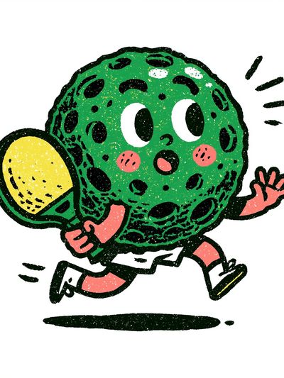 Running Tennis Ball Cartoon Print. poster