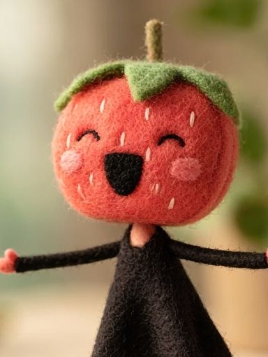 Smiling Strawberry Doll Illustration Poster. poster detail