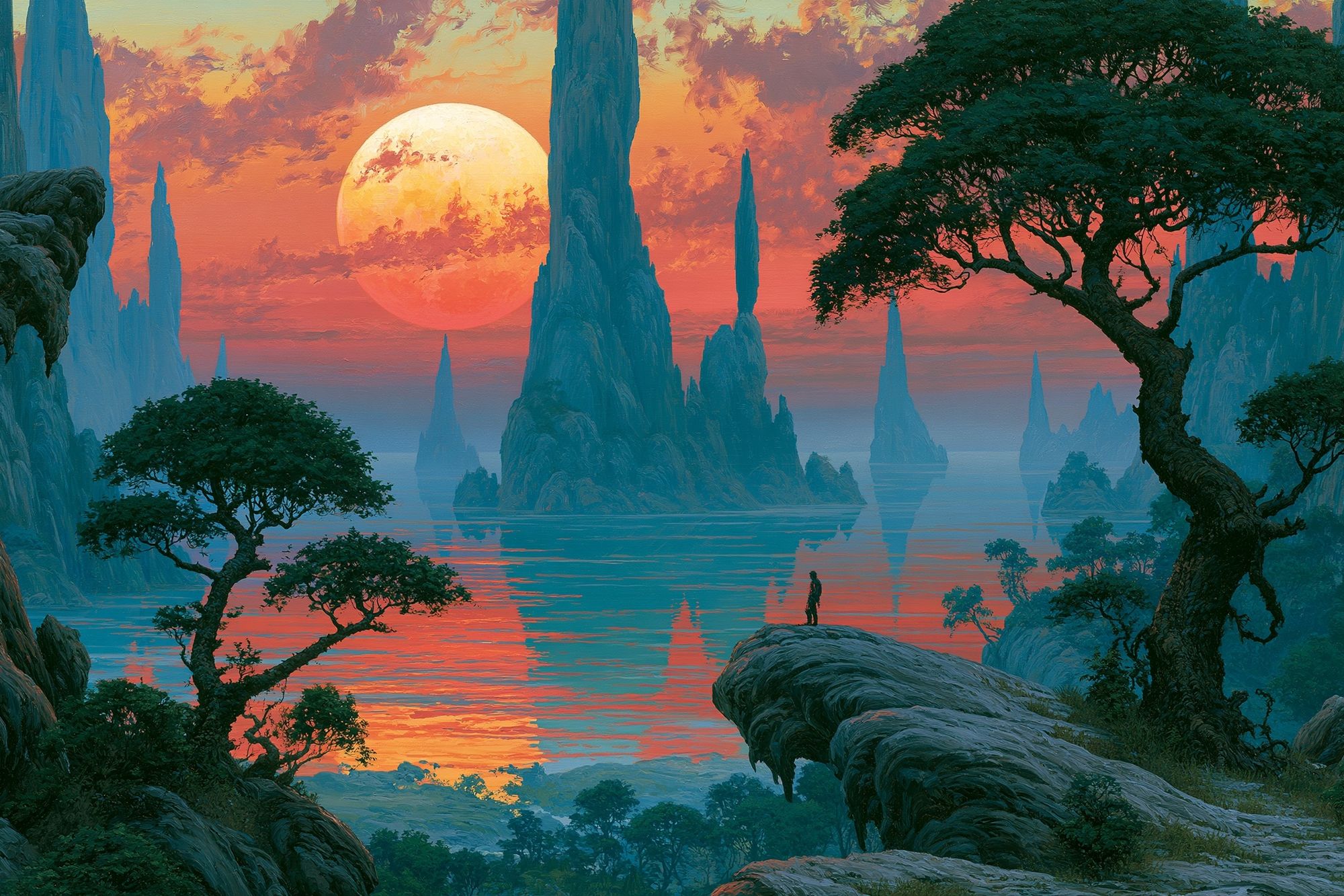 Alien Sunset Landscape Print. poster detail