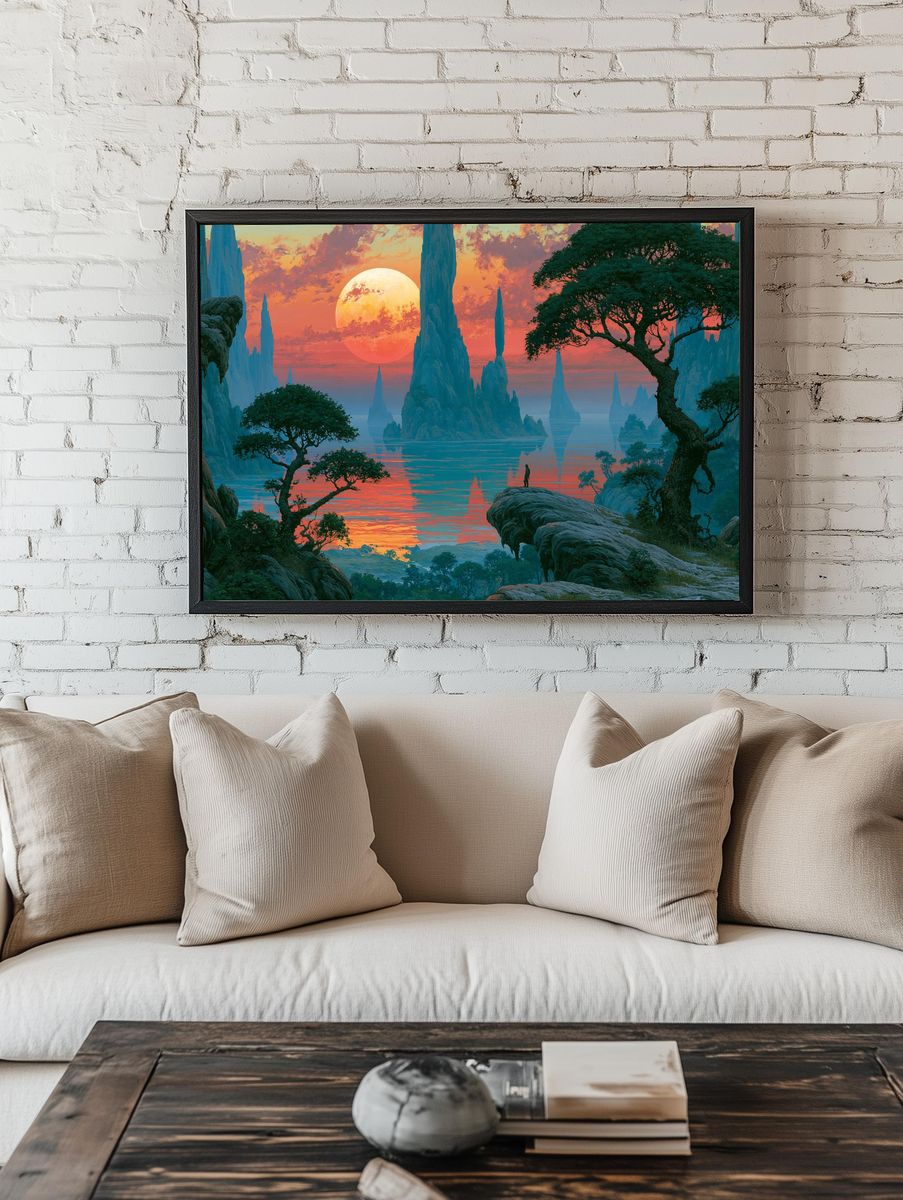 Alien Sunset Landscape Print. — room view 1