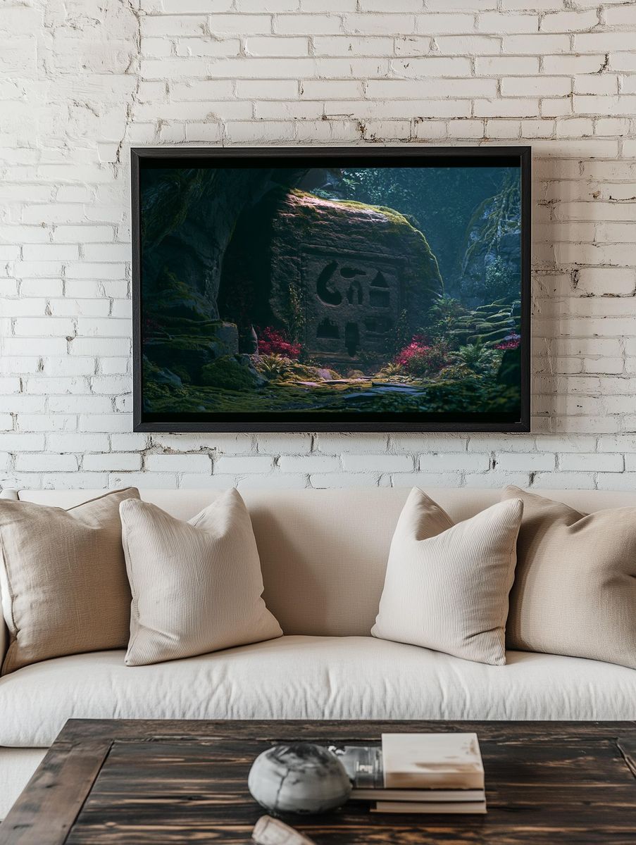 Mossy Jungle Temple Print. room preview