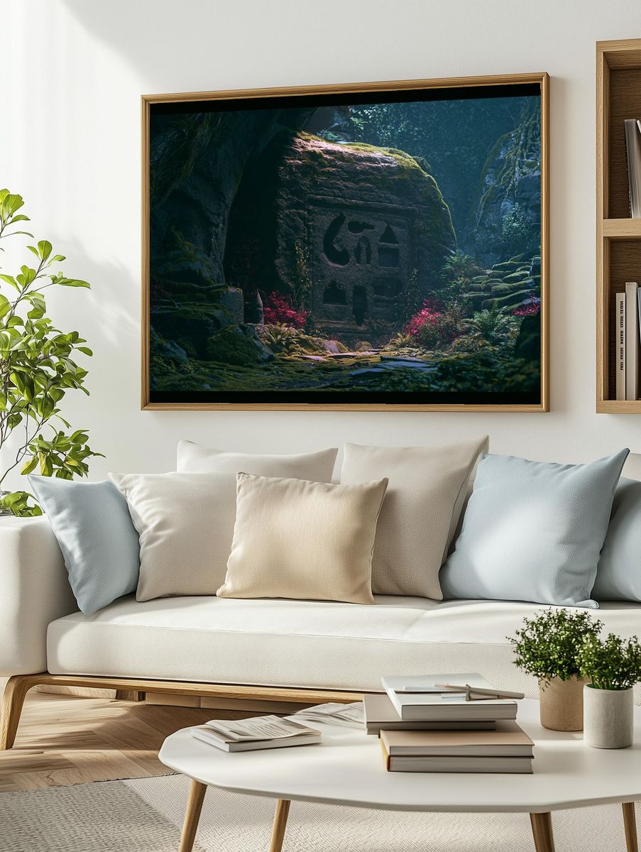 Mossy Jungle Temple Print. — room view 2