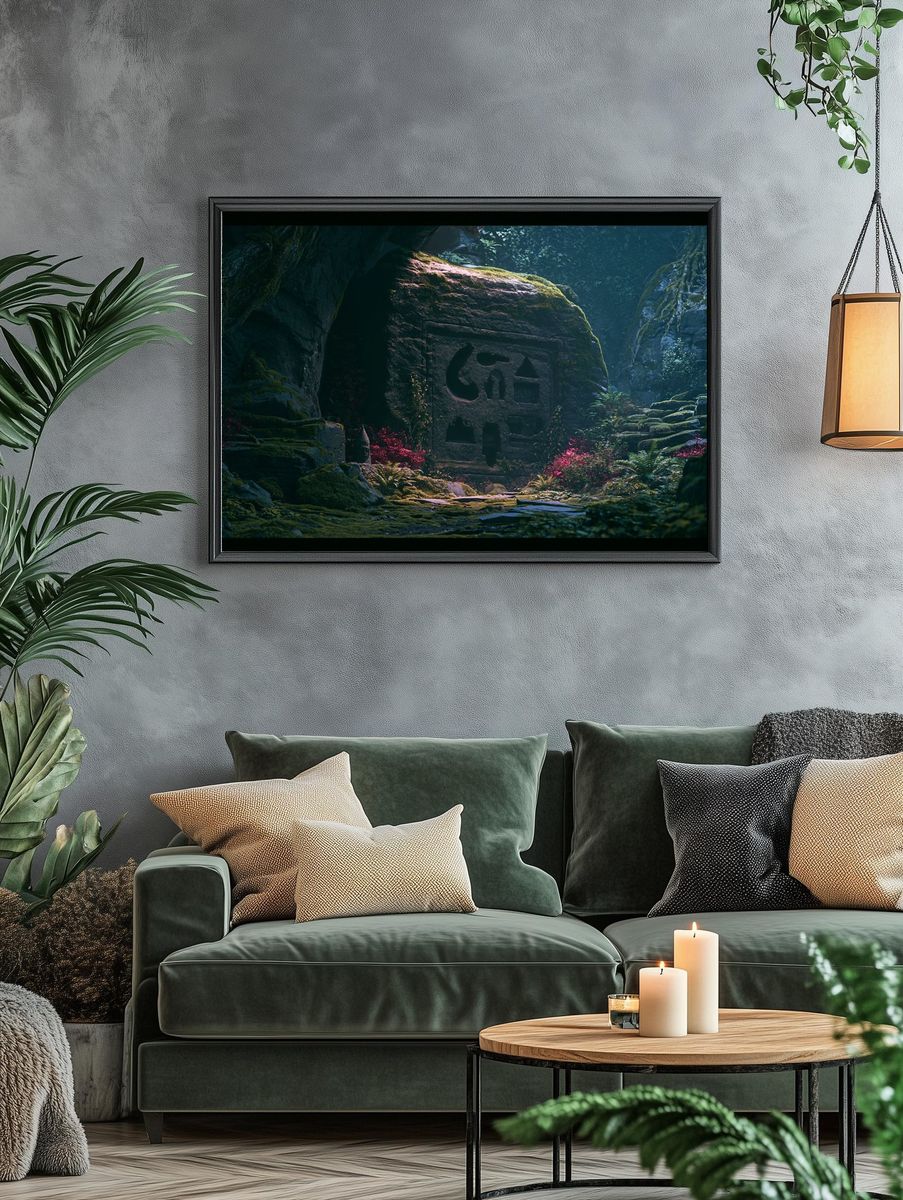 Mossy Jungle Temple Print. — room view 4