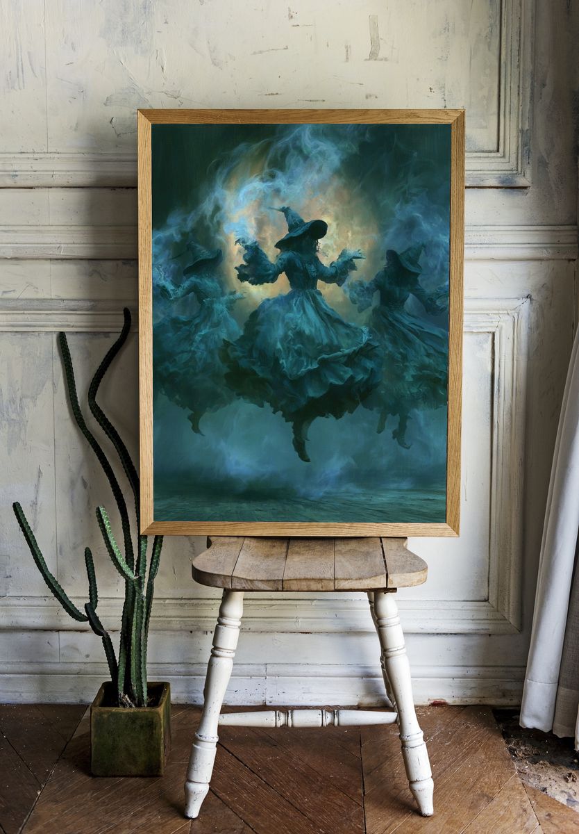 Witch Dance in Blue Smoke Poster. room preview