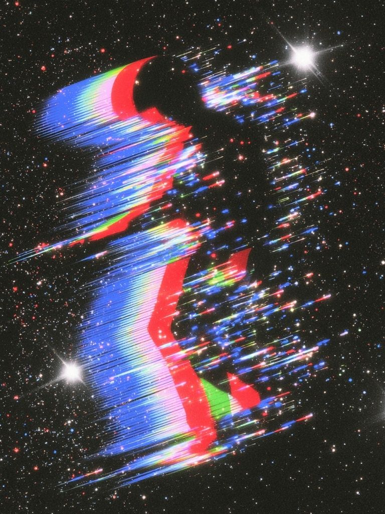 Glitchy Cosmic Figure Print. poster detail